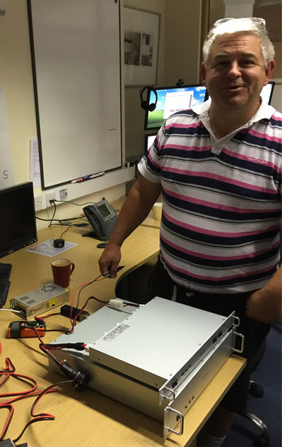 Tony, G0MBA looking excited after we'd just taken delivery of the new repeater.